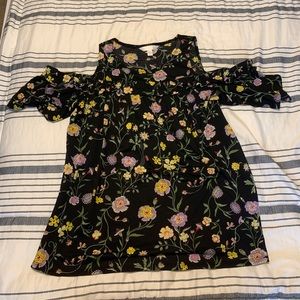 Floral cold shoulder top